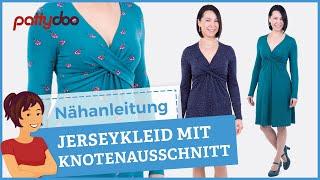 Nähanleitung Jerseykleid mit raffiniertem Knotenausschnitt für wunderschönes Dekolleté 