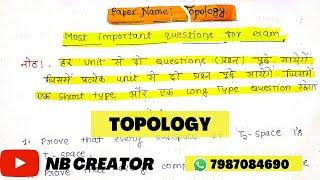 Topology Important question  Msc 2nd Semester 