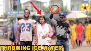 Throwing Ice Water Balloons at People Prank  MOUZ PRANK