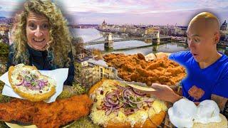 Street Food in Budapest Hungary  - MONSTER HUNGARIAN PORK SCHNITZEL + BEST LÁNGOS IN BUDAPEST