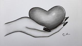 Kalp Tutan El Çizimi Kolay Karakalem Çizimleri Çizim Hobimiz Çizim Fikirleri Easy Drawing İdeas