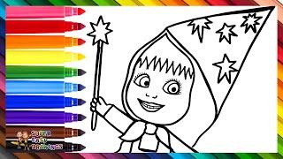 Draw and Color Masha as a Wizard 🪄‍️ Drawings for Kids