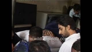 Amitabh Bachchan being admitted to Dr. Balabhai Lilavati Hospital in Mumbai by Abhishek Bachchan