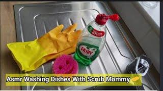 ASMR Satisfyingly Washing The Dishes with Scrub Mommy Water Sounds   - No Talking