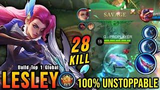 SAVAGE + 28 Kills One Shot Build Lesley Crazy Critical Damage - Build Top 1 Global Lesley  MLBB