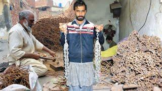 This Old Man Manufacturing Chains With Hand Skill   Amazing Chain Making Process 