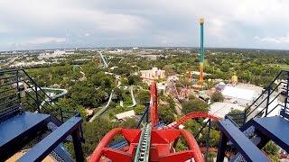 SheiKra Front Row POV Ride at Busch Gardens Tampa Bay on Roller Coaster Day 2016 Dive Coaster