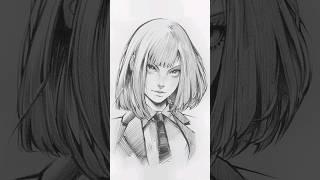 Anime girl drawing  How to draw a girl in suit  Pencil sketch #shorts