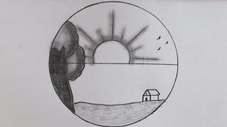 Circle Scenery drawing 7 @TamilNewArt