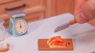 Homemade Miniature Salmon Recipe  ASMR Cooking Tiny Food  Miniature Kitchen by Tiny Cakes
