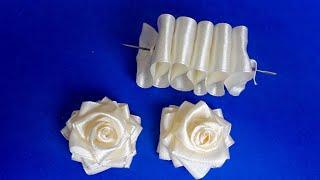 Ribbon Flowers  How to make ribbon flowers  Easy making with needle  Amazing Ribbon Tricks