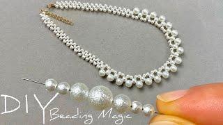 Simple Pearl Necklace Making at Home Beaded Necklace Tutorial  Beads Jewelry Making