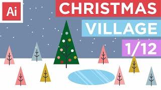 112 - Design a Christmas Snow Village in Adobe Illustrator  Easy Beginner Tutorial  Maker Lex