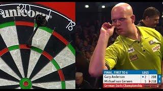 INCREDIBLE DARTS Michael van Gerwen v Gary Anderson 2015 German Darts Championship HD