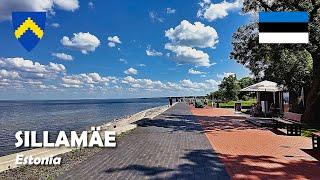 Sillamäe Estonia. A walk by the beach promenade. 4K