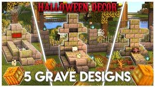  Minecraft  5 Grave Designs  Halloween Builds & Hacks  1.19  How To Build 