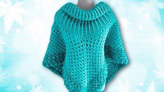 Poncho crocheted. Crocheting for beginners