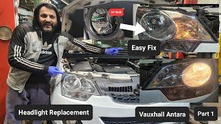 how to remove headlight  main dipped  high beam bulb on Vauxhall Antara #headlamp part 1