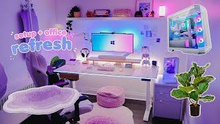 a cozy setup + office refresh  new gaming PC desk accessories IKEA organizing + more