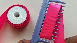 Super Easy Ribbon Flower Craft idea with Hair Comb  Easy Hand Embroidery Flower Tutorial