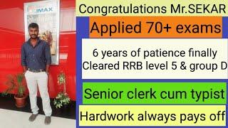 RRB NTPC success story Applied 70+ exams cleared group D tnusrb 5 years  patienceLakshmi Maths