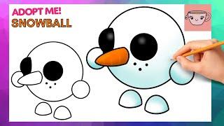 How To Draw Snowball Pet  Roblox - Adopt Me Winter  Cute Drawing Tutorial