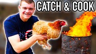 Fresh BARNYARD CHICKEN Over REDNECK BARREL FIRE Catch & Cook