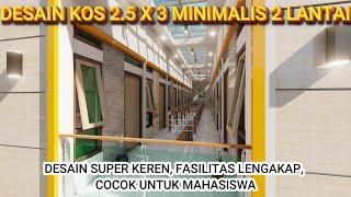 DESAIN KOS 2.5 X 3 M 2 LANTAI IDAMAN MAHASISWA  Kamar Mandi DalamDapur & Jemuran