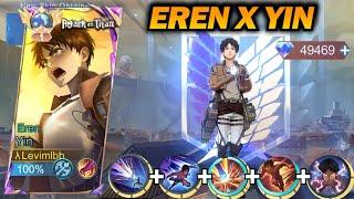 EREN X YIN SKIN Levimlbb Review Skin Eren MLBB X ATTACK ON TITAN  Eren x Yin Gameplay  MLBB