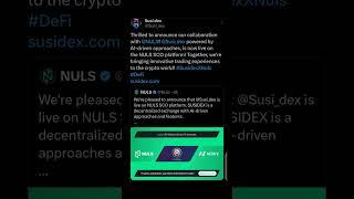 BREAKING Susidex goes live on NULS SCO The AI-powered DEX is now accessible to the NULS community.