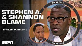  Stephen A. & Shannon Sharpe POINT BLAME after the Eagles playoff loss to the Bucs   First Take