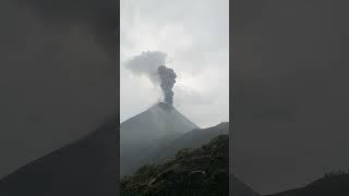 Lightning Striking an Erupting Volcano During a Storm