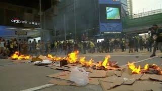 Hongkonger Geschäftsviertel im Chaos