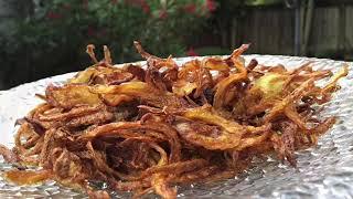 How To Make This Homemade Crispy Onionطرز تهیه پیاز داغ چیپسی یا پیاز سرخ شده مجلسی 