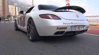 Mercedes-Benz SLS AMG w Akrapovic Exhaust System LOUD Revs Backfire & More