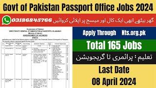 Passport Office Jobs 2024 Directorate General of Immigration and PassportNTS Jobs 2024 in Pakistan