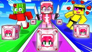 Trapped in CRAZY FAN GIRL LUCKY BLOCK RACE in Minecraft