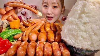 ASMR ウインナー食べ比べ第2弾【咀嚼音 Mukbang Eating Sounds】【日本語字幕】