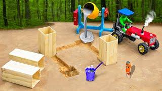 Diy tractor making mini construction building  How to make mini Animals Barn contruction