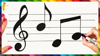 How To Draw Musical Notes Step By Step  Musical Notes Drawing Easy