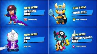 ALL BIBI SKINS UNLOCK ANIMATION  Brawl Stars