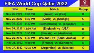 FiFA World cup Qatar 2022 complete Match schedule