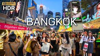  4K HDR  Night Walk in Downtown Bangkok the Beautiful city that never sleeps