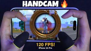 Finally Power of 120 FPS GAMEPLAY ?  HANDCAM  iPhone 14 Pro  PUBG Mobile