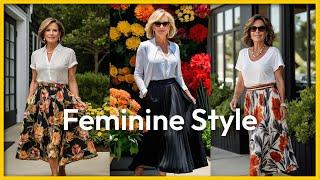 Elegant Maxi Skirt Outfits For Mature Women Over 60