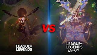 Prestige Dragon Lantern Aatrox VS Prestige Blood Moon Aatrox  Skin Comparison  Wildrift