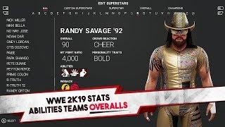 WWE 2K19 All Superstar Overalls Stats & Teams 100+ Characters