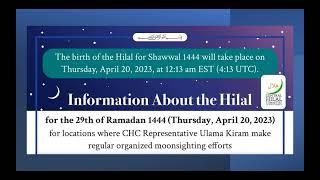 Eid al-Fitr 2023 1444 AH Moonsighting Info by CHC