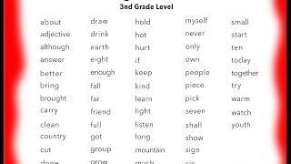 Learn 3rd grade English Sight Words  You Tube 