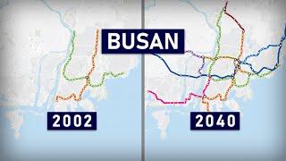 Evolution of the Busan Metro 1985-2040 animation